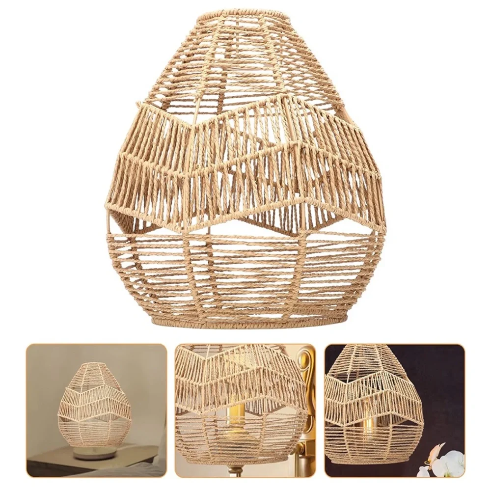 Handwoven Jute Lantern Shade - Natural Brown